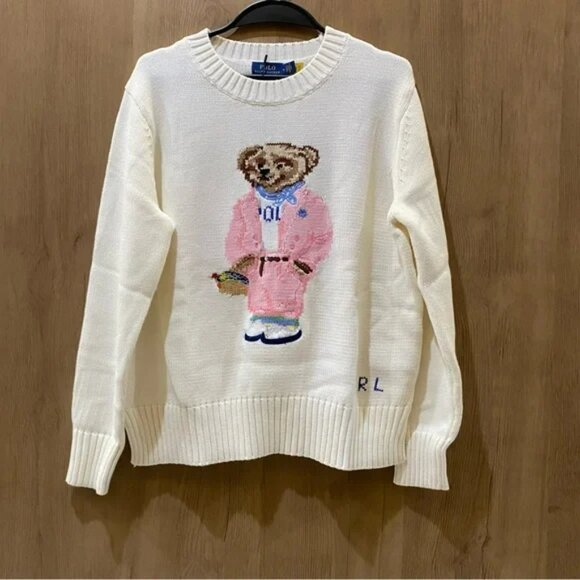 Ralph Lauren Cream Sweater with Bear Design Fashion❤️🎉🎉🎉🎉 - Picture 3 of 6